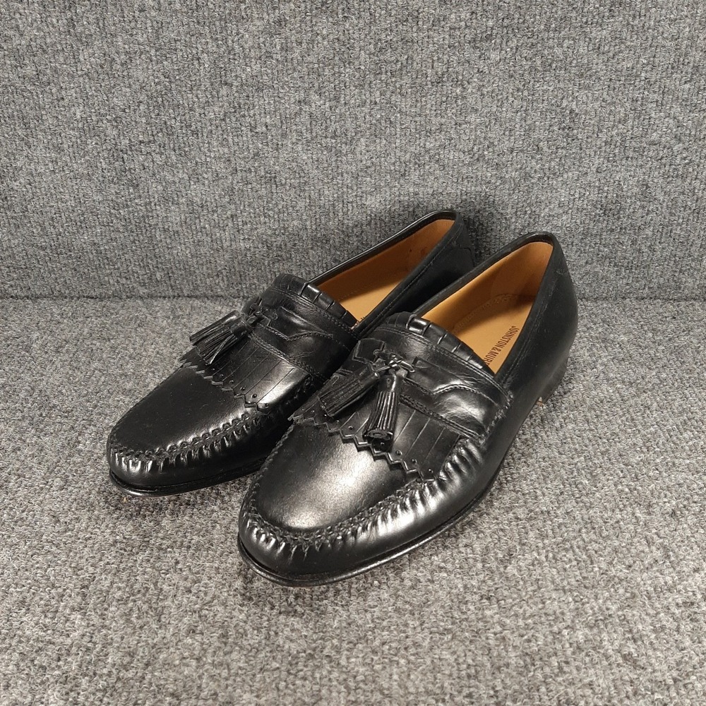 Johnston & Murphy Leather Tassel Loafers Mens US 9.5 Black  15-0835  EUC